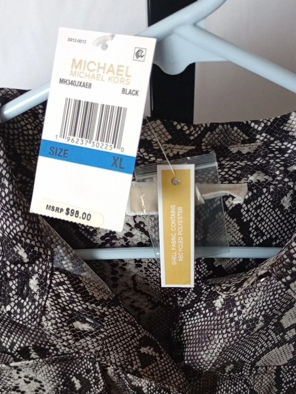Michael Kors Black & Cream Snake-Print Button Front Blouse